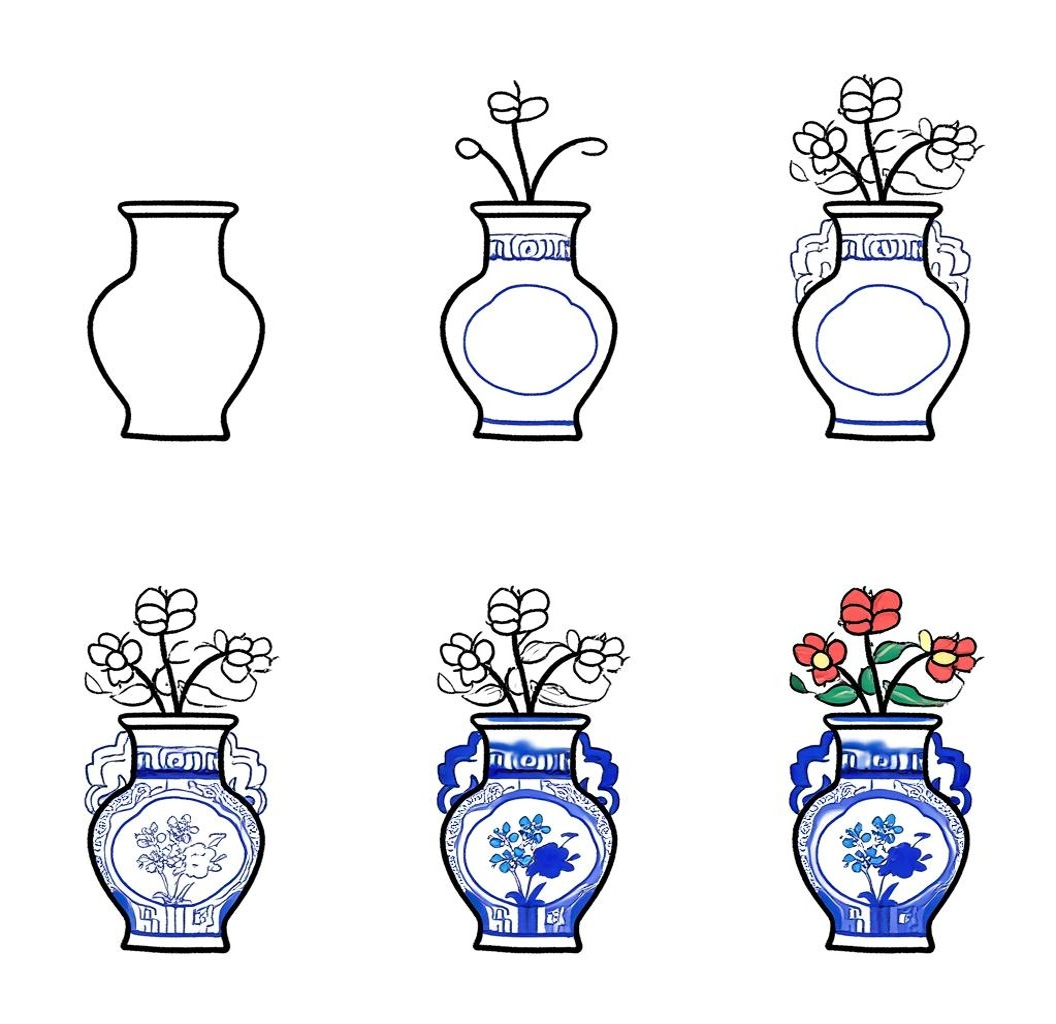 青花瓷简笔画